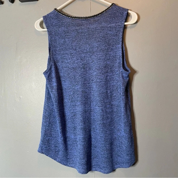 Juicy Couture Rhinestone Embellished Scoop Neck Blue Heathered Tank Size Medium - Picture 7 of 7